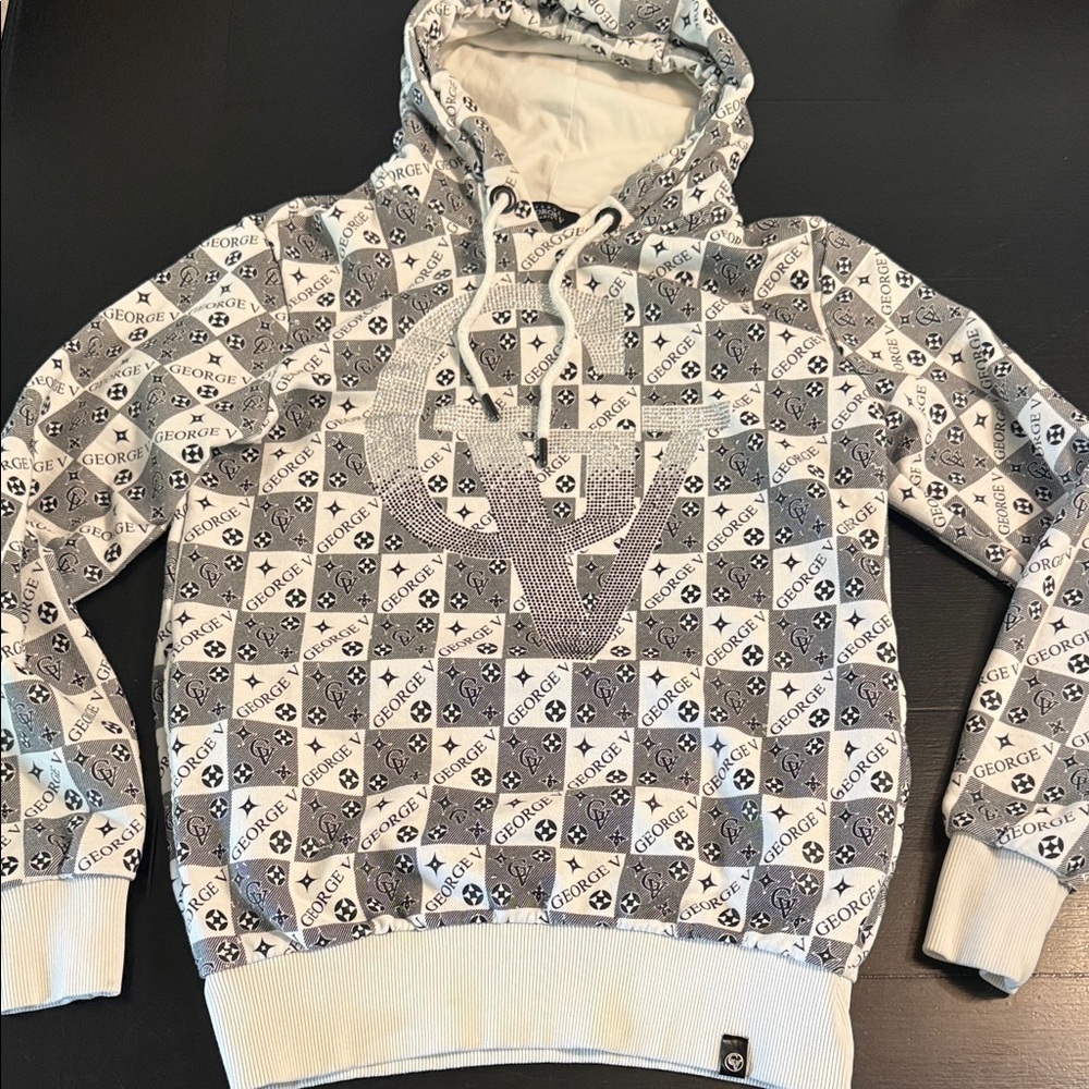 Avenue George V Paris Monochrome Patterned Men's Hoodie‎